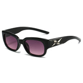 (6 PACK) Wholesale Sunglasses Korean Square Women Trendy Square Round 2024 - BulkSunglassesWholesale.com - Black Frame Gradient Black Lens